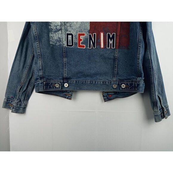 Tommy Hilfiger  Graffiti Logo Denim Jean Vintage Jacket Mens Sz Small Rare 90s. - Picture 7 of 16